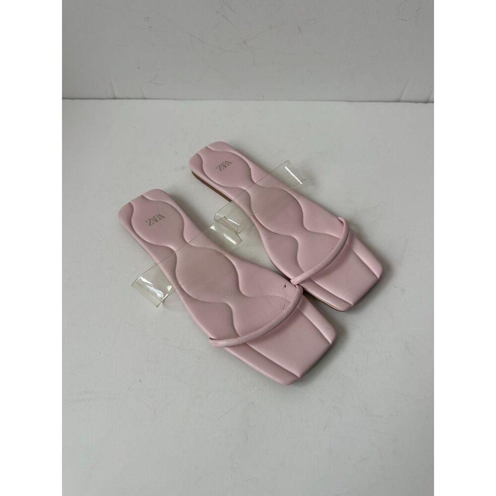 Zara Pink Clear Strap Square Toe Sandals